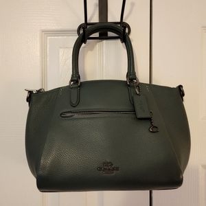 Green Coach Elsie Satchel purse with pewter hardware